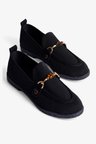 Kadın Triko Loafer Babet Gold Detaylı Ares Siyah
