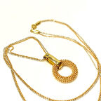 Halka Çİft Zincirli Kolye 14 Ayar Altın 4K VİDEOLU