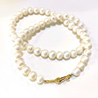 Antik Kilitli İnci Kolye Gerdanlık 14 Ayar Altın 4K VİDEOLU