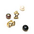 Çocuk Bebek Boyu Lacivert Taşlı Küpe 14 Ayar Altın HD VİDEOLU