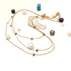 Üç Sıralı Mineli Göz Boncuklu Göz Kolye 14 Ayar Altın  HD VİDEOLU