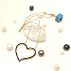 Siyah Taşlı Kalp Kolye 14 Ayar Altın  HD VİDEOLU