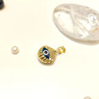 İstiridye Göz Boncuklu Kolye Ucu 14 Ayar Altın  HD VİDEOLU