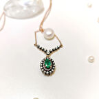 Elmas ve Zümrüt Taşlı Kolye 8 Ayar Altın HD VİDEOLU