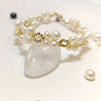 Dorika Toplu İnci Bileklik Künye 14 Ayar Altın HD VİDEOLU