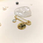 Levha ve Göz Boncuklu Bebek İğnesi 14 Ayar Altın HD VİDEOLU