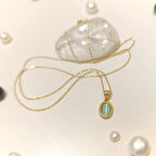 Yeşil Kedi Gözü Kolye 14 Ayar Altın HD VİDEOLU