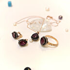 Damla Yakut ve Elmas Taşlı Set Takım 8K Altın HD videolu