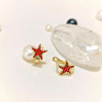 Çocuk Boyu Mineli Deniz yıldızı Küpe 14 Ayar Altın HD VİDEOLU