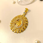 Oval Tuğralı Kolye 14 Ayar  Altın HD VİDEOLU