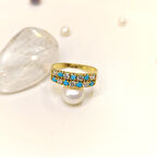 Firuze Turkuaz Taşlı Yüzük 14 Ayar Altın HD VİDEOLU