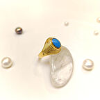 Firuze Turkuaz Taşlı Yüzük 14 Ayar Altın HD VİDEOLU