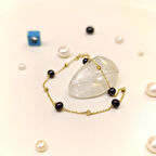 Siyah İnci Bileklik Künye 14 Ayar Altın HD VİDEOLU