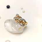 Gurmet Zncir Taşlı Yüzük 14 Ayar Altın HD VİDEOLU