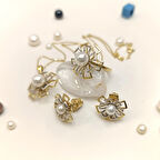 Mayorka İnci Taşlı Çiçek Set Takım 14 Ayar Altın HD VİDEOLU