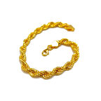 18.5cm 5.4mm Halat Zincir Bileklik Künye 22 Ayar Altın HD VİDEOLU