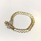 9mm Taşlı Gurmet Bileklik Künye 14 Ayar Altın HD VİDEOLU