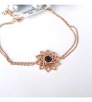 Siyah Taşlı Lotus Gümüş Bileklik