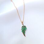 Yeşil Yaprak Gümüş Kolye