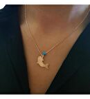 Firuze Taşlı Gümüş Yunus Kolye