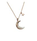 Sedef Taşlı Gümüş Ay Yıldız Kolye