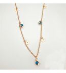 Turkuaz Taşlı Gümüş Çiçek Kolye