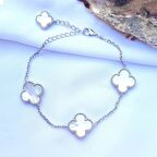 Beyaz Yonca Gümüş Bileklik