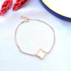 Zirkon Taşlı Gümüş Yonca Bileklik