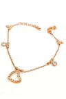swarovski tasli kalp figurlu gumus rose ask bilekligi