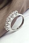 Swarovski Taşlı Gümüş 5 Taş Yüzük 