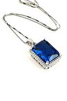 Sky Diamond Blue Creative Sapphire 925 ayar Gümüş Lüks Kolye 