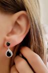 Sky Diamond Black 925 ayar Gümüş Lüks Damla Küpe 