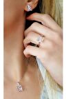 Sky Diamond Pink Morganit Taşlı 925 ayar Gümüş Lüks Set