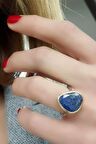 Lapis lazuli taşlı 925ayar gümüş tasarım doğal taş yüzük