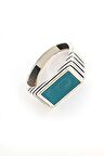 Turkuaz Mineli 925ayar Gümüş Tarz Erkek Yüzük