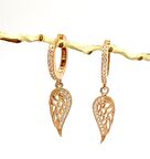 Melek Kanadı  Figürlü Rose Gümüş Küpe