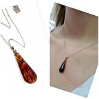 Kehribar Taşlı Gümüş Kolye