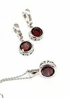 Lal Taşlı İtalyan Tasarımı Gümüş Kadın Takı Seti