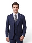 Sartorial | Gece Mavisi Çizgili Yelekli Takım Elbise 
