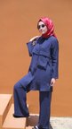 Qupra Taş Detay Gömlek&Pantolon Takım Monaco Lacivert