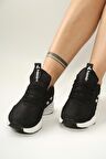 Kadın Bağcıklı Spor Sneaker-Siyah-Beyaz