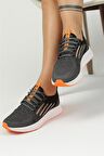 Bağcıklı Triko Kadın Spor Ayakkabı-Füme-Orange