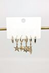 Çelik Gold Kuzey Yıldızları Zirkon Altılı Set Küpe (30mm)