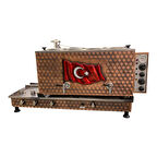 Meşale 4 Demlikli Antik Bakır Türk Bayraklı Full Otomatik Çay Kazanı