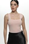 2177 Kalın Askılı Crop - Pudra