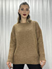 Lüx Kalite Oversize Basic Yumoş Kazak-Camel