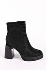 Kadın Taş Detaylı Klasik Bot Siyah