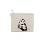 Köpek İşlemeli Bez Cüzdan