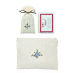 Mavi Gül Nakışlı Lavanta Kesesi ve Sabun Set