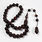 Mesut Elma Usta İşçilikli İmzalı Simli Sıkma Kehribar Tesbih